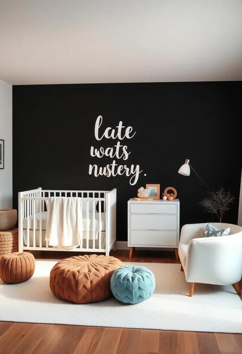 Bold typography: Feature inspiring quotes or playful phrases in large, bold font on the walls, making a striking statement without overwhelming visuals