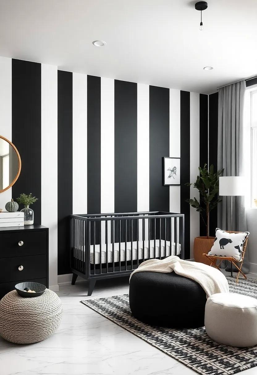 striped Sensation: Use bold vertical or horizontal stripes on the walls to create a stunning statement, and contrast with soft, minimalist furniture for balance