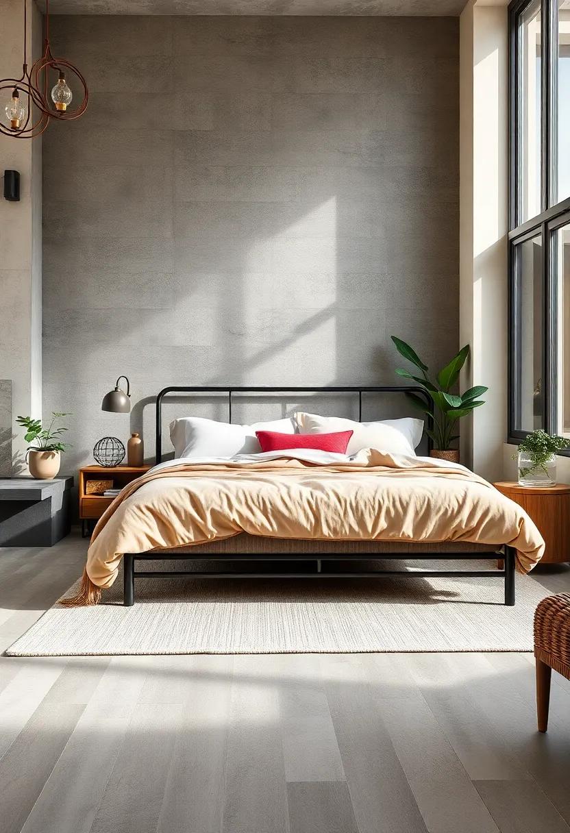 Sleek Metal Bed Frame with Plush Layered Bedding: Merge‍ industrial vibes with softness for the⁤ perfect‍ sleep sanctuary