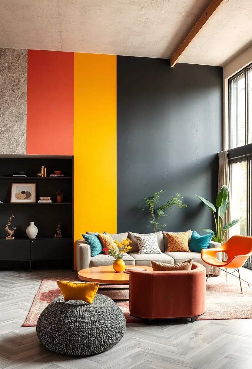 Charcoal and Brights: Balance a dark charcoal wall with bright, colorful accents, creating a⁢ modern and stylish atmosphere