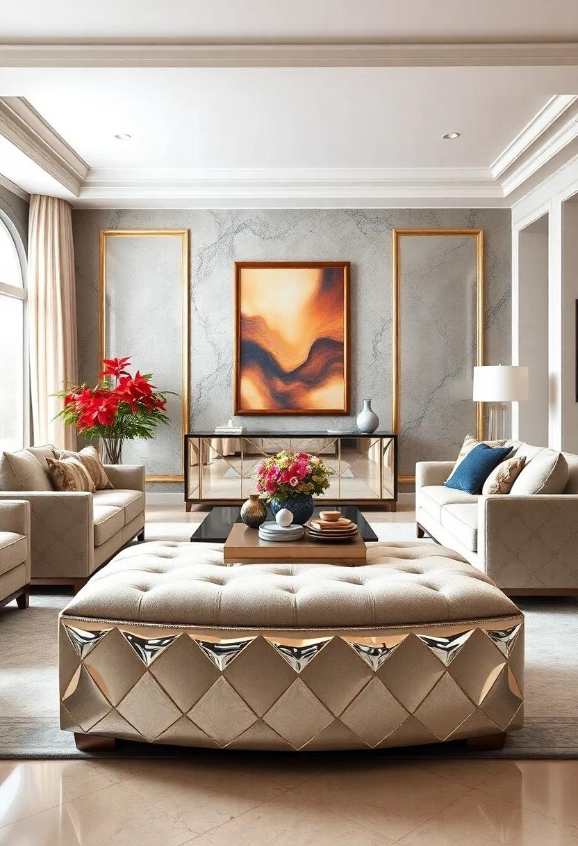 Choose​ a ​Mirrored Ottoman: Perfect for seating or as a stylish footrest, an ottoman can add luxury ⁢to your⁣ space