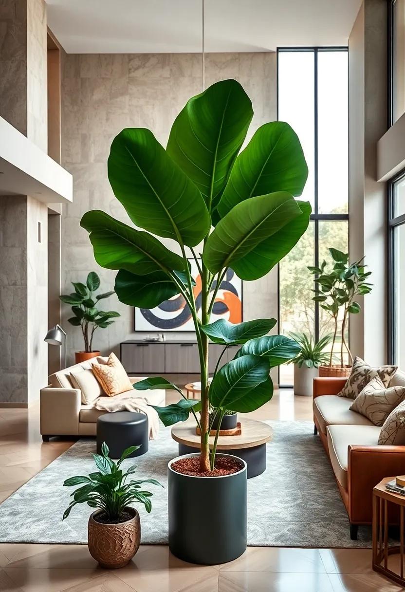 Fiddle Leaf ⁢Fig:⁢ This iconic plant brings ⁢a dramatic touch ⁢with its large,glossy leaves,making it the centerpiece ⁤of ​any room