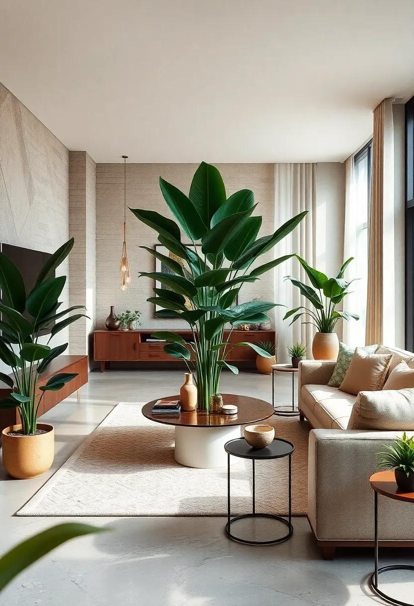 Rubber Plant: With its ⁢deep green, rounded ⁢leaves, ⁢the Rubber Plant⁤ offers⁣ a sleek modern ⁤look that complements‍ high-end ⁢furniture beautifully