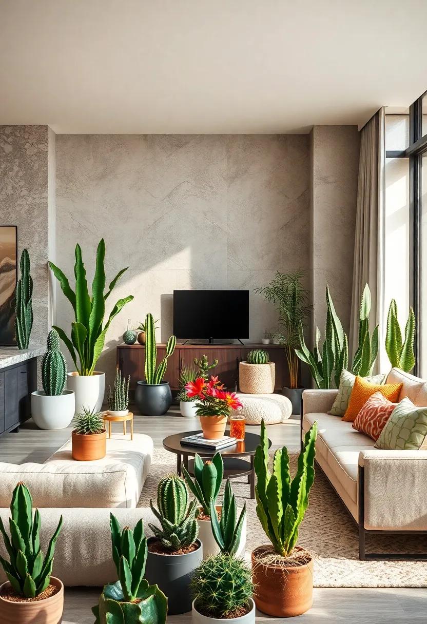 Cacti Collection: A curated selection⁤ of unique cacti can introduce a touch of ‍desert-inspired chic to your high-end⁣ living ⁤space