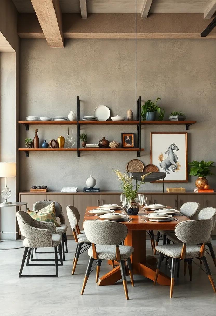 Install Open Shelving: Display your dinnerware and artwork on open metal shelves for both functionality and visual⁢ interest