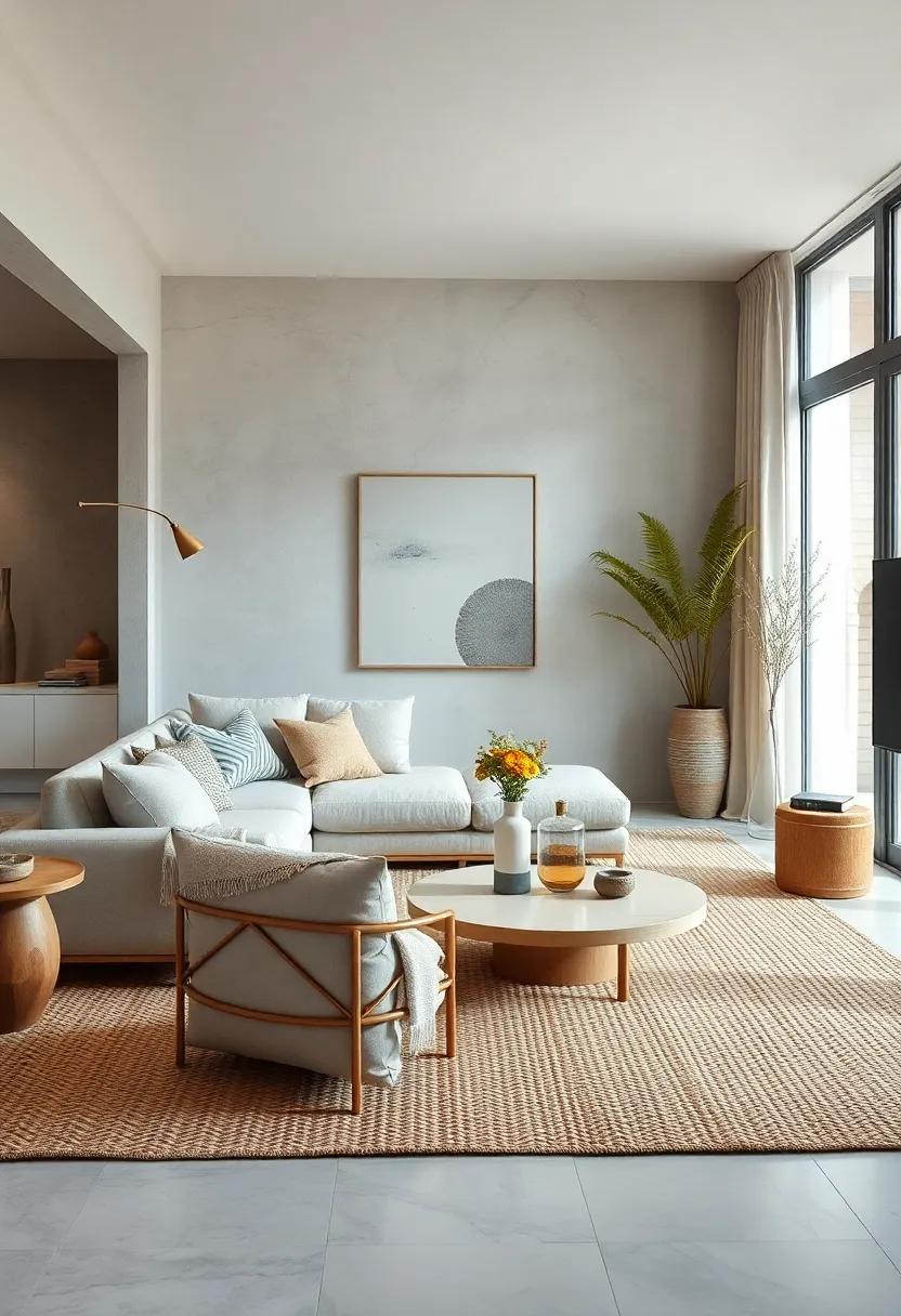 Incorporating geometric patterns in cushions alongside a ⁢natural ⁢fiber rug evokes ‌a sense of effortless elegance within ⁣the minimalist framework