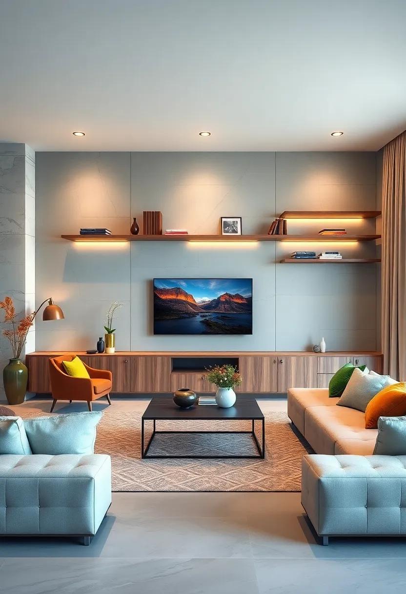 Lighting ⁢Effects:​ Using Shelving to Highlight Your Living ‌Room's Ambiance