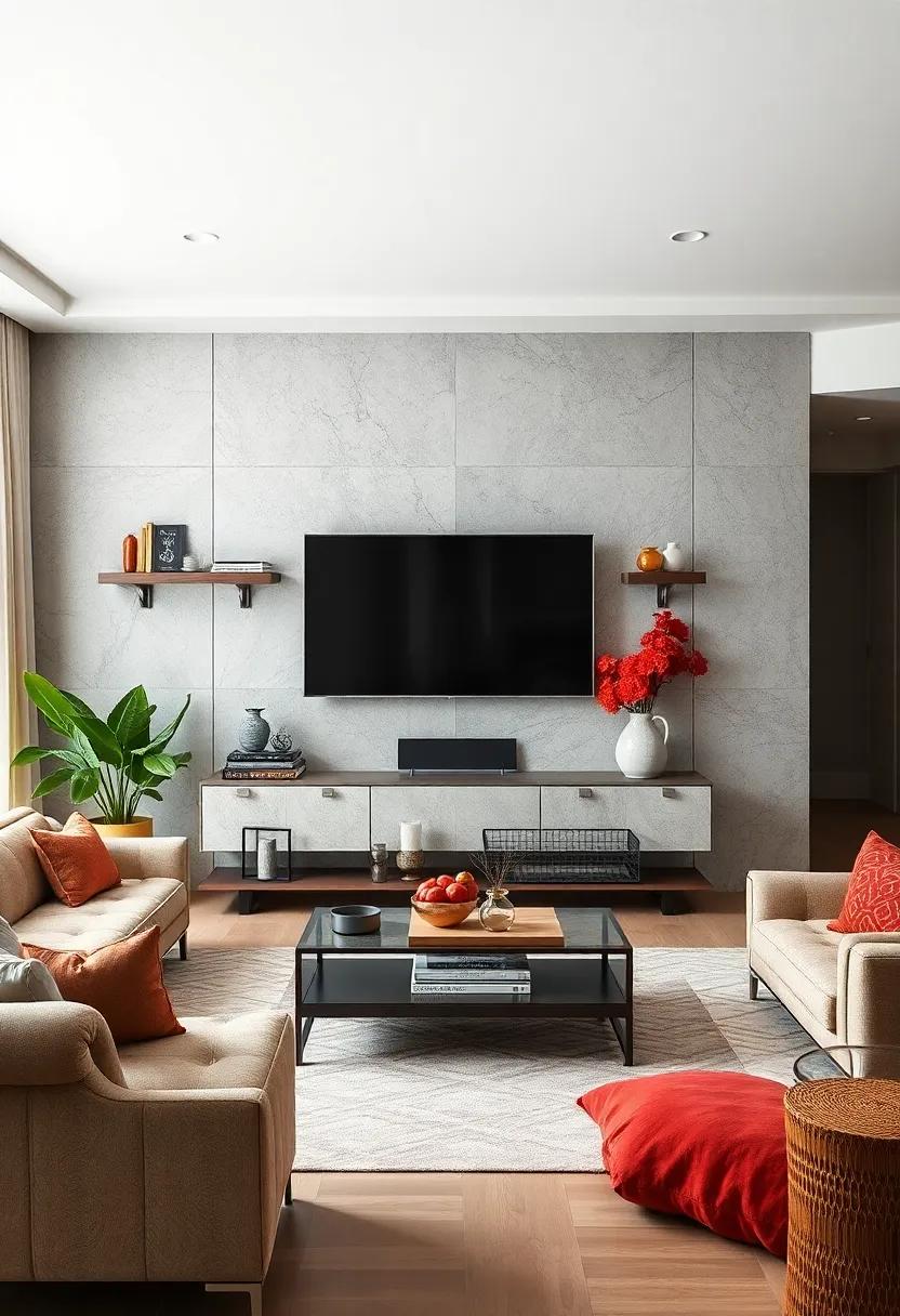 Texture Play: ‍Mixing Materials for a Contemporary TV Shelf Look