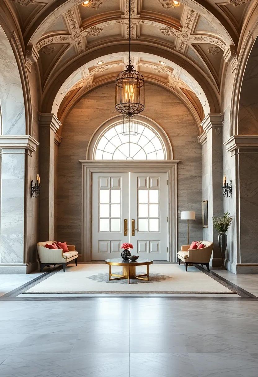 A Grand Entrance Fit for Royalty ⁤with‌ Elegant Arches and Imposing double Doors