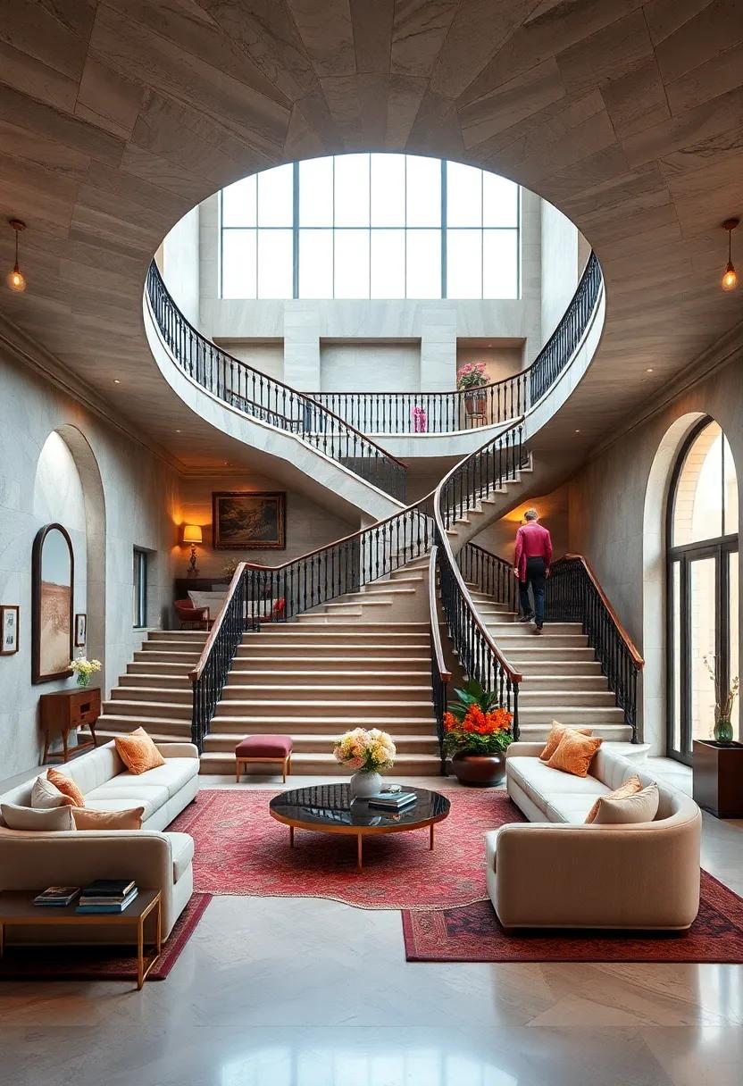 majestic Staircases:⁣ A Fusion of Elegance and Architectural Grandeur