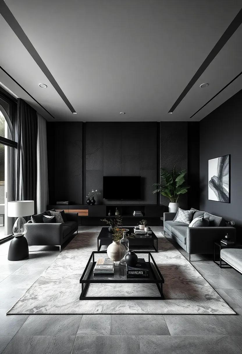 Texture Variation: Explore textured ⁢wall finishes, like smooth plaster or rough stone, to⁣ add dimension while sticking to the black ‍palette