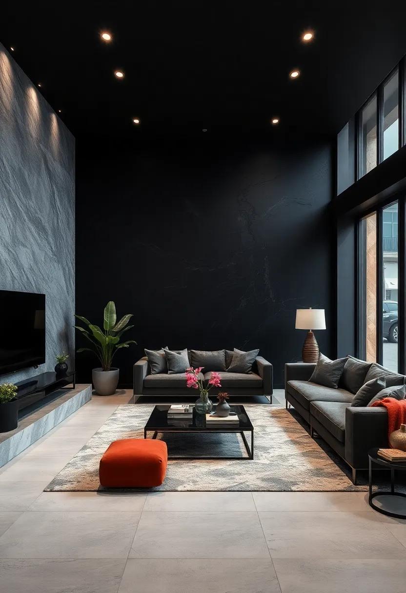 Accent Wall: ‍Consider‌ painting one⁢ wall a deep black or ‌installing black wallpaper to ‍create a ​dramatic​ backdrop