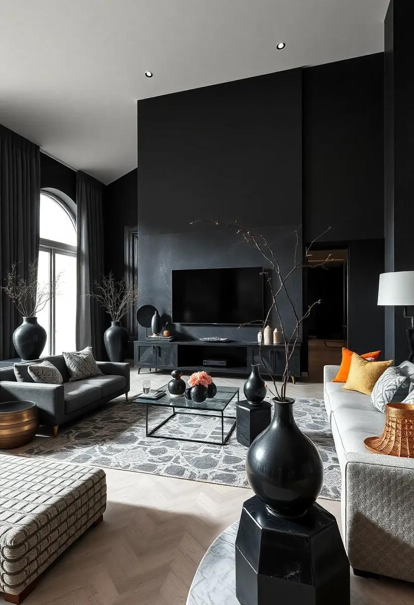 Sculptural Decor: Choose unique, black ‍sculptures or vases that serve as conversation pieces​ and enhance⁤ the luxurious vibe