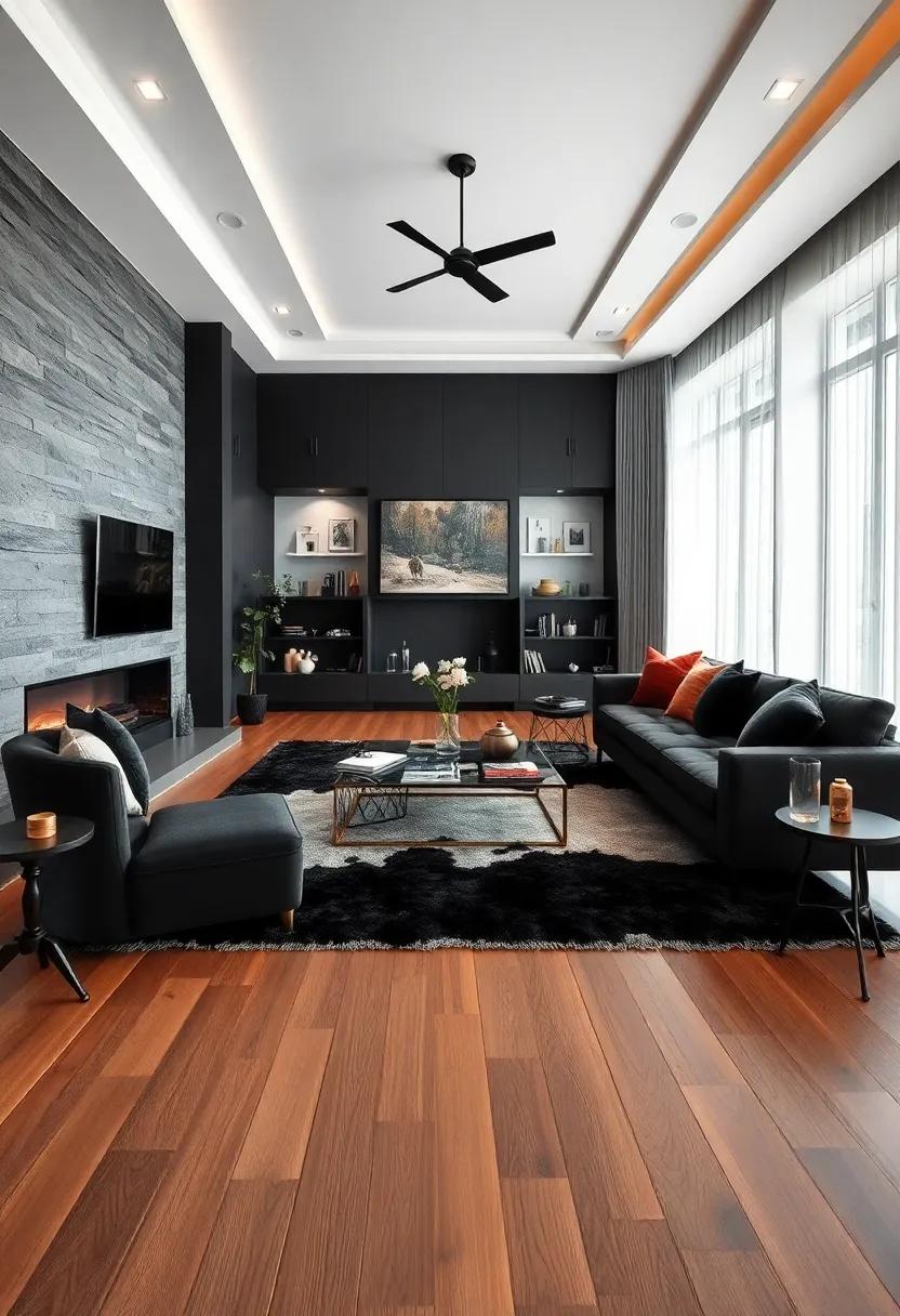 Layered⁣ Rugs: Use​ plush area rugs ‌over ⁣hardwood floors, preferably in⁢ various shades⁤ of⁣ black ⁣to create warmth and comfort