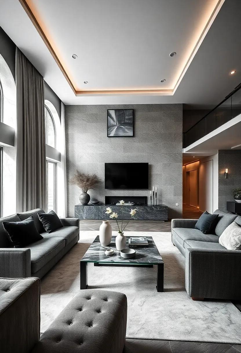 Elegant Coffee Tables: Choose a glass⁤ or⁤ marble coffee table with black⁣ structural elements for a chic, modern ⁤touch