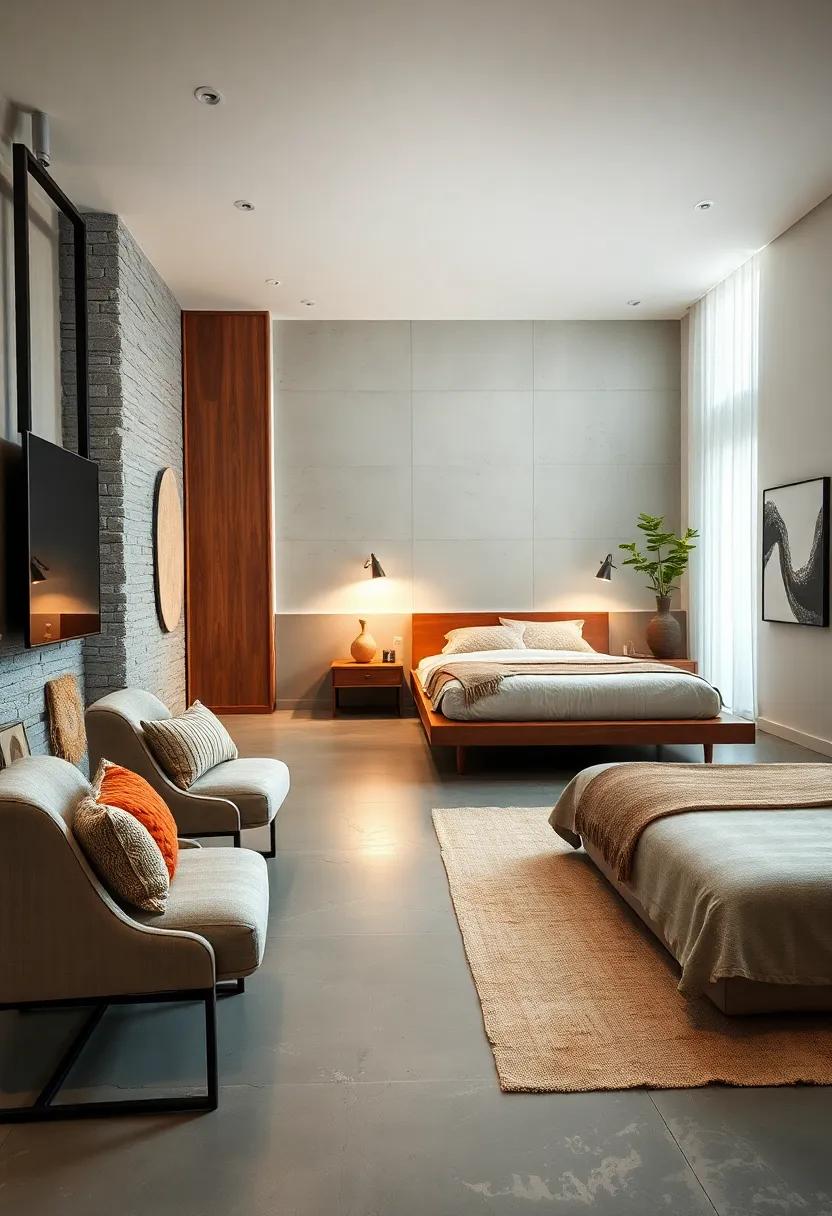 Choose Low-Profile Beds: Opt for sleek, low-profile platform beds that exemplify mid-century elegance while providing a sense of spaciousness