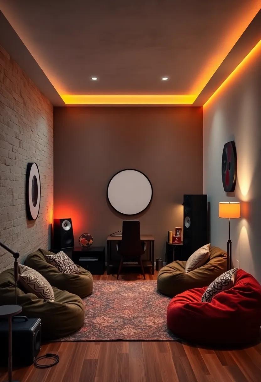 Chill Corner:⁢ Design a ⁣cozy nook with bean bags or floor cushions for lounging and listening ​to music, complete with mood lighting