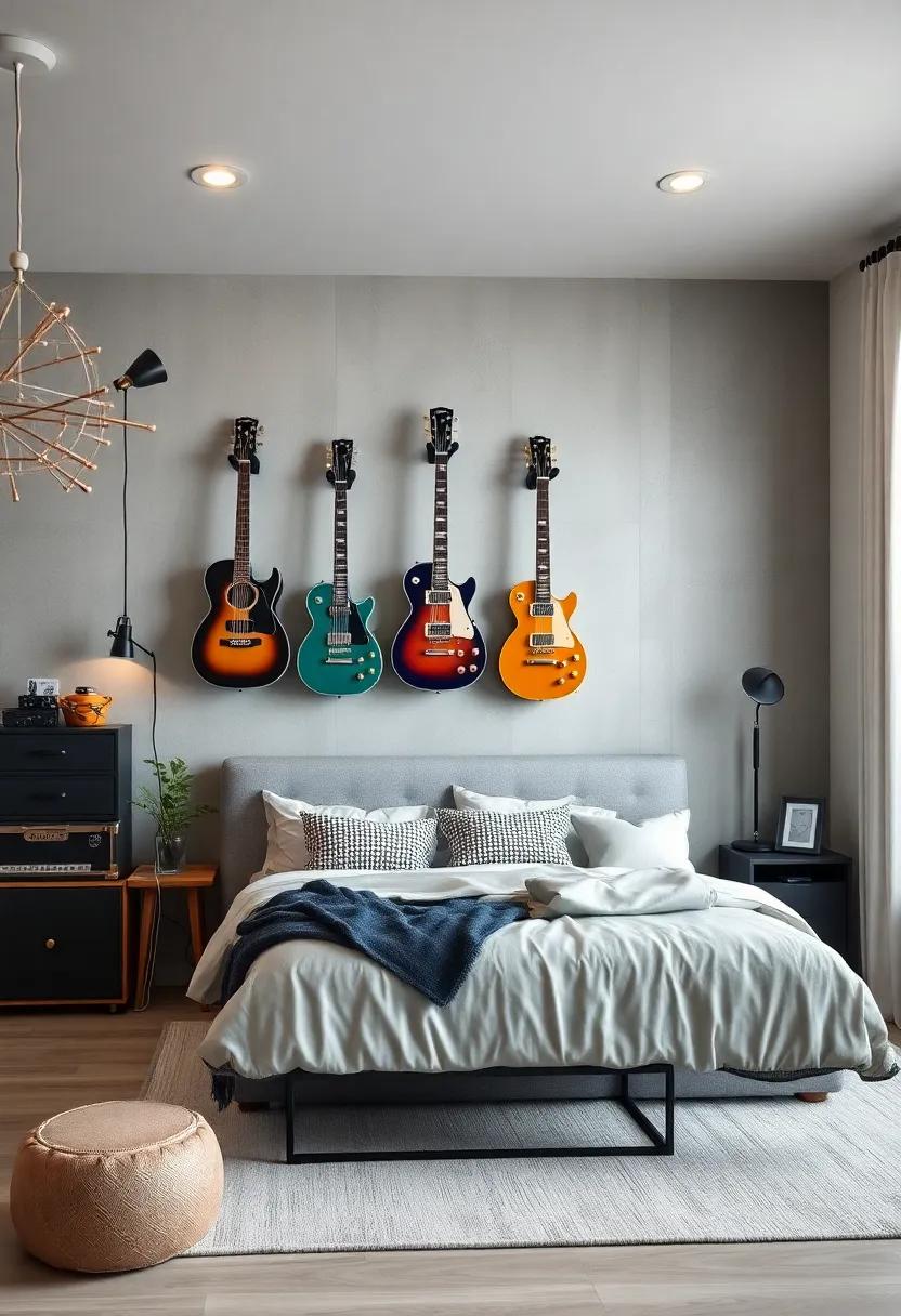 Guitar Display: Hang‍ guitars on the wall⁣ as both decoration and‌ functional ‍art, showcasing ⁢his instruments as part of the room's aesthetic