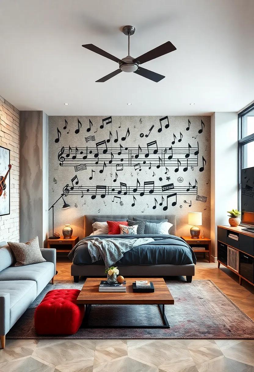Musical Notes⁣ Mural: Use‍ removable wallpaper or decals shaped like musical notes or instruments to add a playful⁤ flair without permanent changes