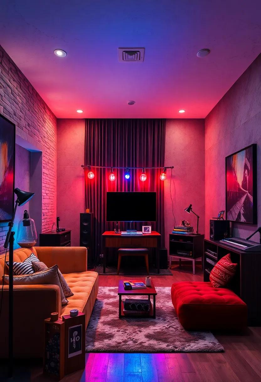 Stage Lighting: Install mood lighting ‌with LED strips or colored bulbs that can synchronize with music for an immersive experience