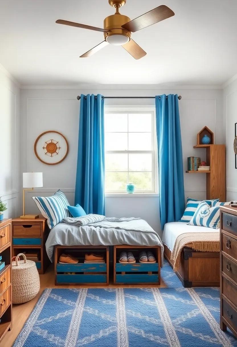 Toy Storage with Crates: Use wooden ⁣crates, painted in oceanic hues,‍ to store toys and accessories while giving the room a rustic, nautical feel