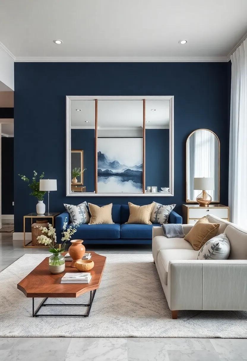 Reflective Surfaces: Using Mirrors to Amplify Navy and White Designs
