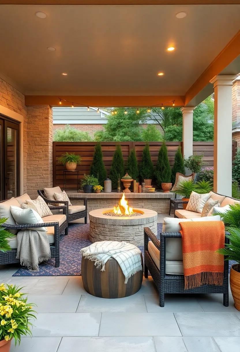Cozy Fire Pit⁢ Lounge: Create an‌ inviting atmosphere with a ⁣stunning ⁤fire pit surrounded by⁢ comfortable seating ⁢and soft ⁣blankets ⁢for chilly evenings