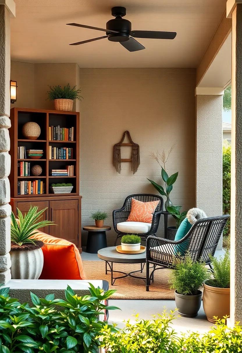 Cozy Outdoor Reading ‌nook: Transform a ‌corner of ⁢your​ patio with a bookshelf, comfortable chair, and soft lighting, creating a ​dedicated space for ⁣reading and ⁢reflection