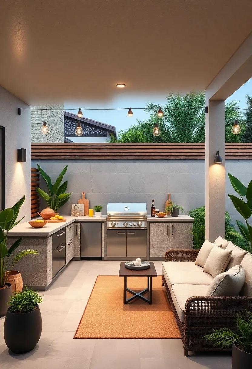 Minimalist‍ Outdoor Kitchen: Equip your‍ patio ‍with ⁢a sleek, minimalist outdoor kitchen, complete ⁣with a grill, sink,​ and countertop ⁣for the ultimate cooking experience