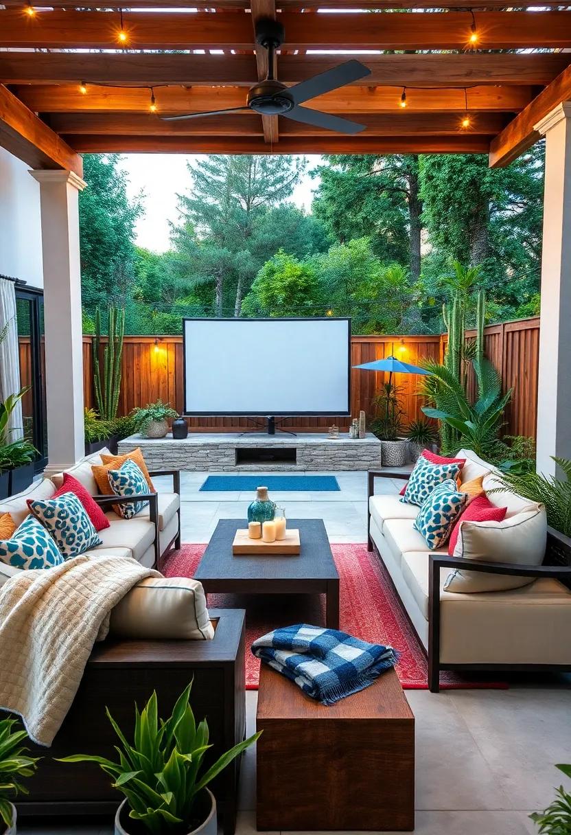 Outdoor ‌Cinema⁢ Experience: Set up a ​projector and comfortable seating to host movie nights under ‌the‌ stars,⁢ complete with popcorn​ and⁣ cozy ‌blankets