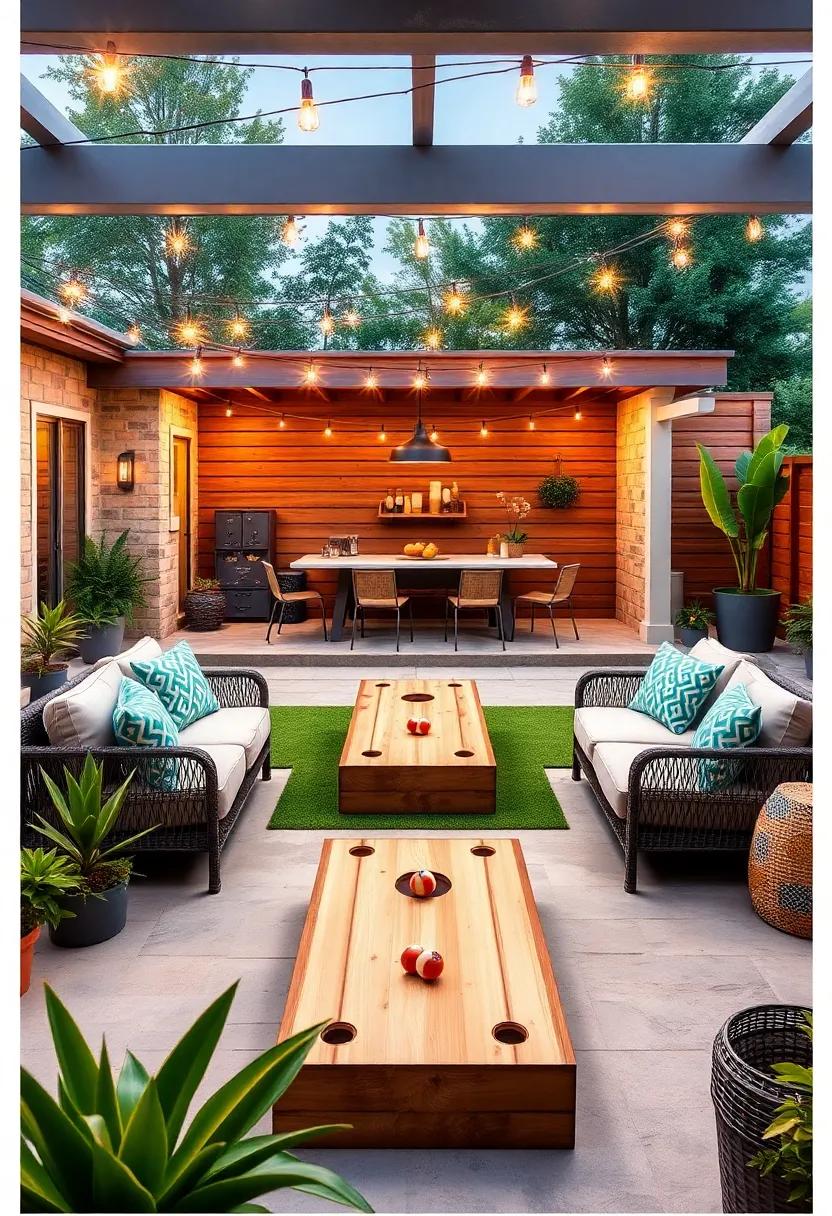 Playful Outdoor Games Area:‌ Incorporate fun elements‌ like a bocce‍ ball court, cornhole setup, ‌or giant‍ Jenga ‍to ensure entertainment ​for ‌family and ‌friends