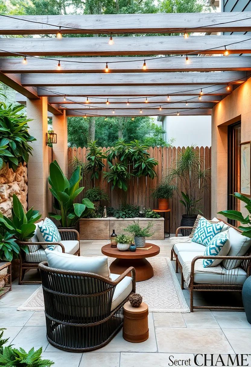 Secret Garden Hideaway: Craft‍ a secluded area filled with lush ​foliage,cozy seating,and twinkling⁢ lights to escape ​from⁢ the‍ everyday hustle and bustle