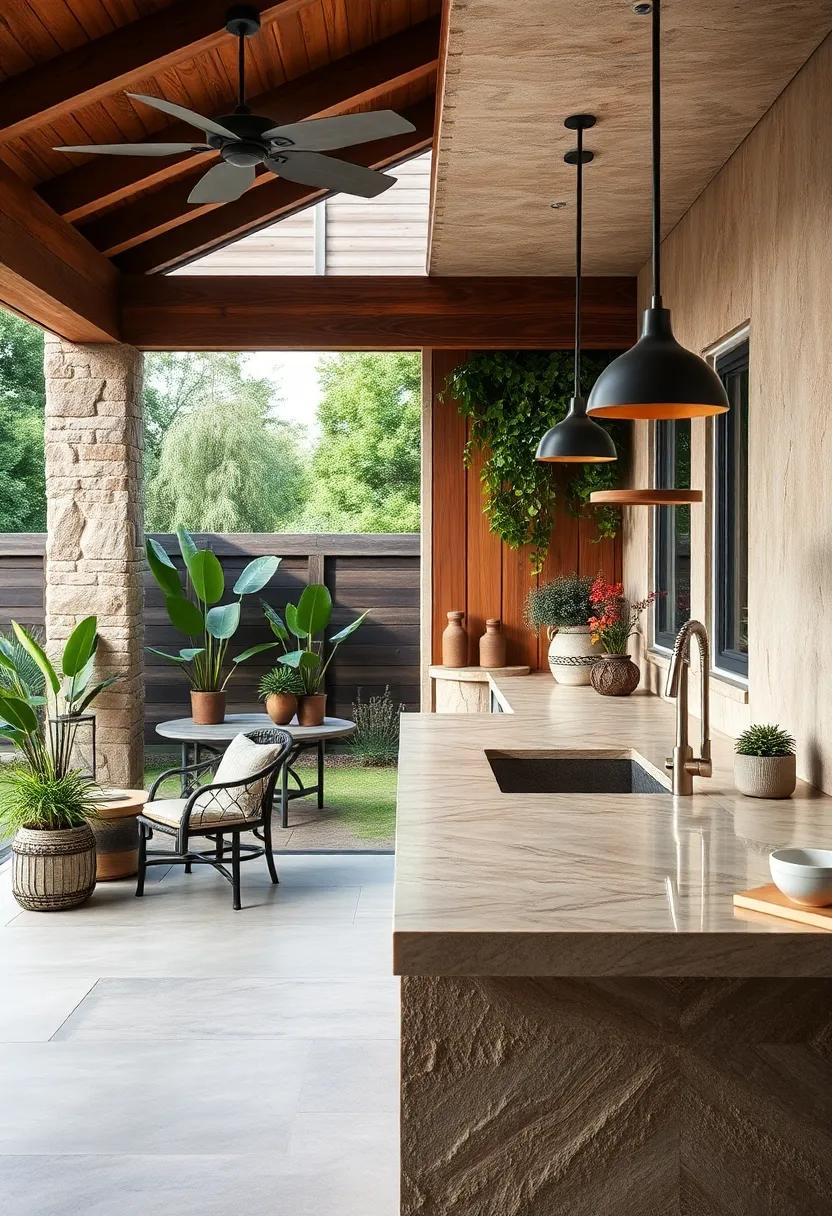 Embrace Nature: Use natural stone countertops for a rustic feel that harmonizes with your outdoor ‍environment