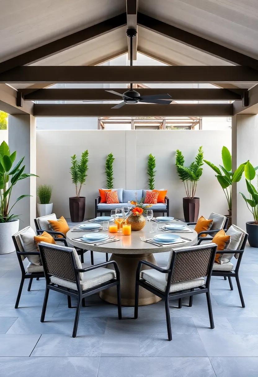 Geometric Details: Angular modern designs provide a bold statement, perfectly suited for those who appreciate sharp lines and contemporary flair in their outdoor dining
