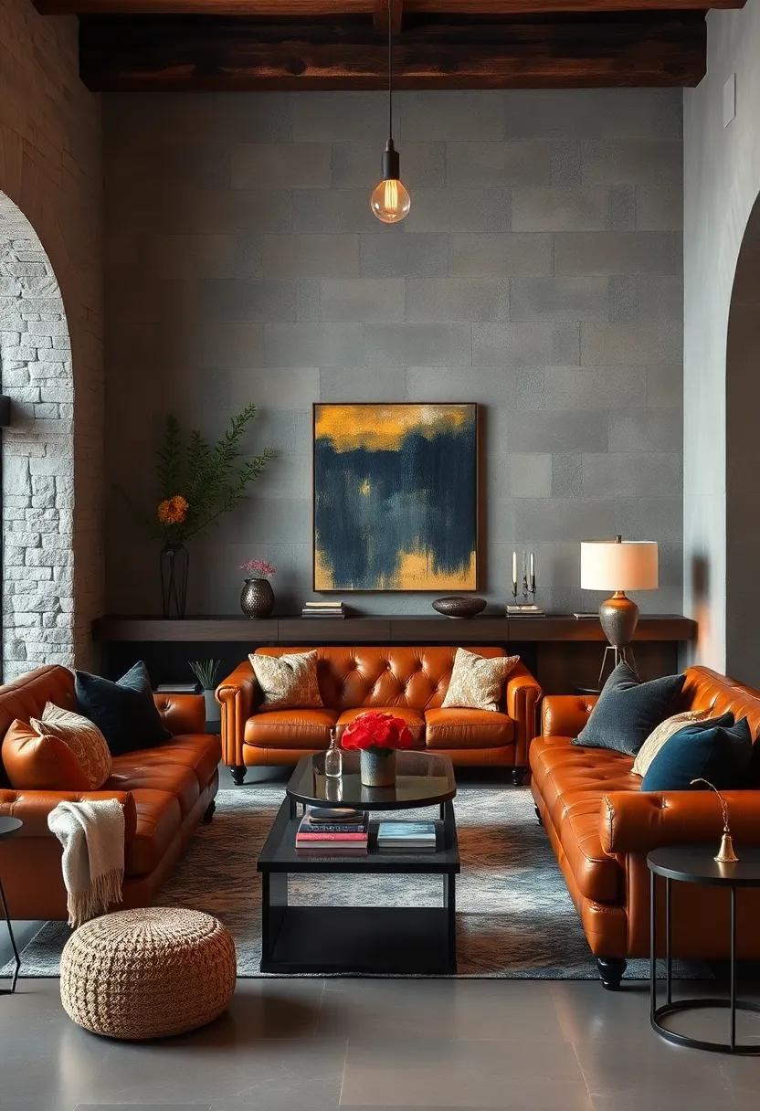 Dive⁤ into a cozy den featuring a mixture of classic leather furniture and contemporary ⁢art pieces, achieving balance and sophistication in a welcoming environment