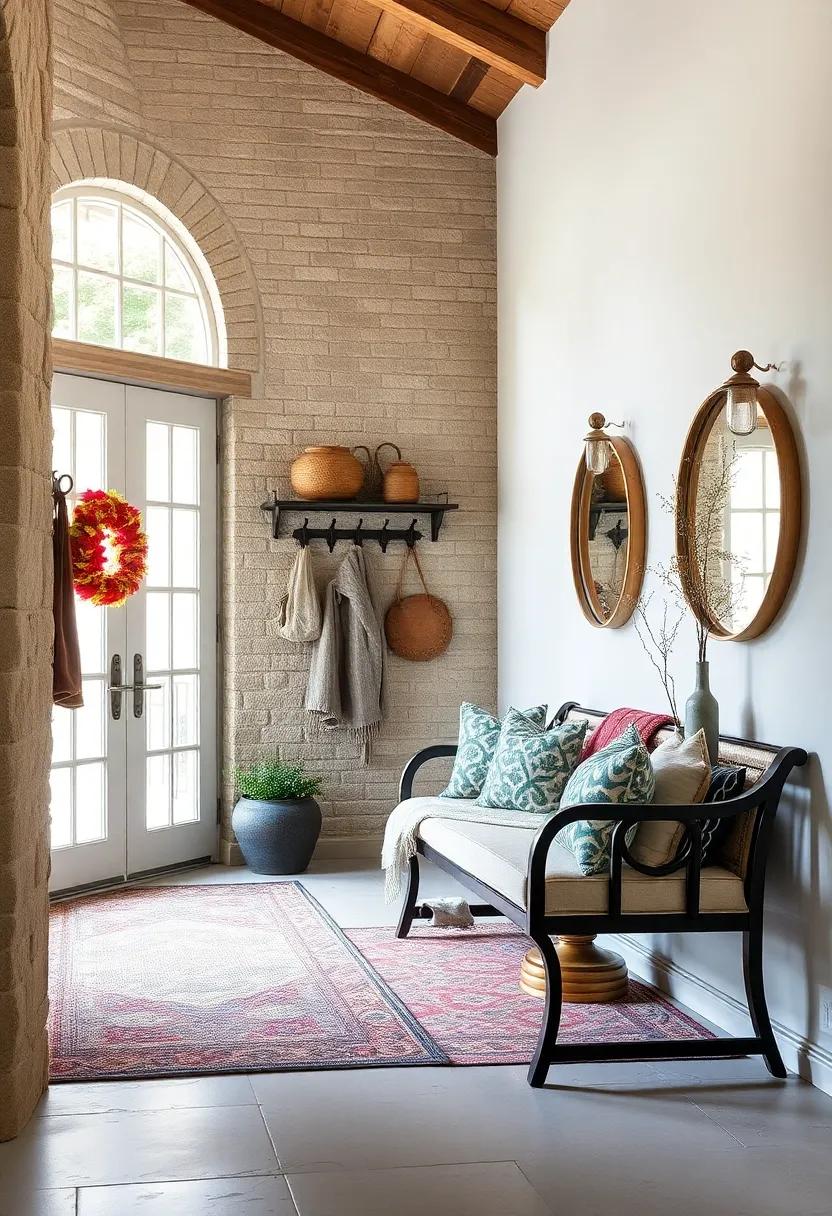 Experience the charm‌ of a rustic entryway, where vintage ‌hooks and ⁣a cleverly designed ‌bench ‌provide ⁤both function and flair, making a stunning first impression