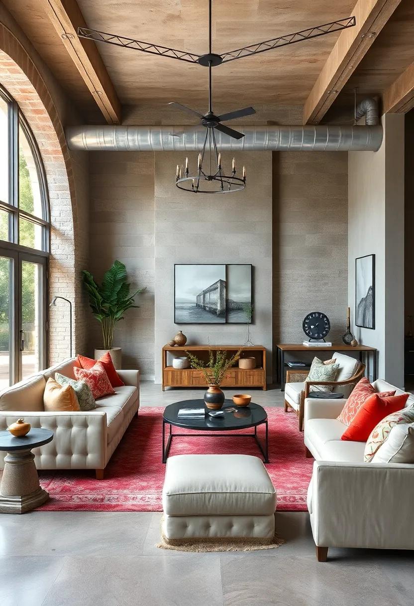 Experience the fusion of industrial elements with soft fabrics in ​an eclectic ⁤living space,​ where metal accents harmonize with plush décor for a truly unique aesthetic