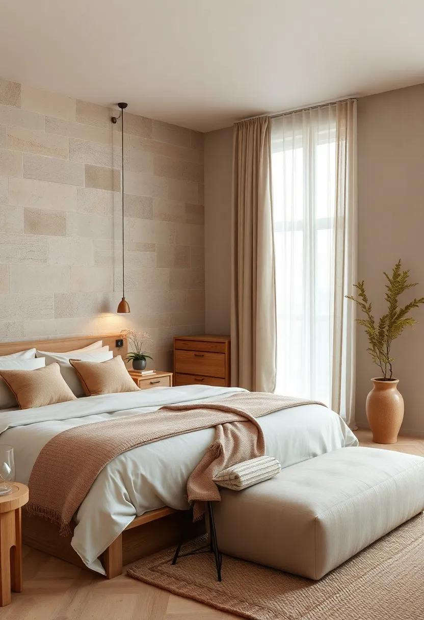 Explore a serene guest bedroom ⁣decorated with soft, muted tones and rustic ‌furnishings, ensuring every visitor finds comfort in ⁢a stylish ⁢setting