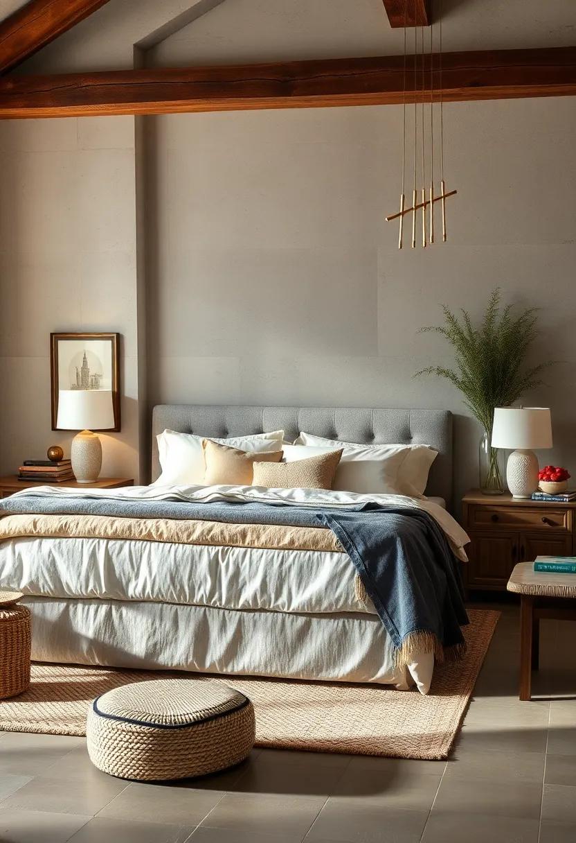 Step⁤ into a tranquil ⁤bedroom ⁤retreat where soft linens and plush‍ pillows are layered on a⁣ vintage-inspired bed ‌frame, merging comfort with a refined sense of style