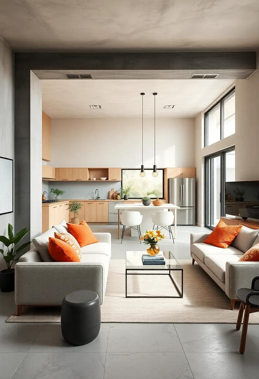 Use Transparent Materials: Incorporate glass elements such as a clear coffee table or shelving to ​make the area feel more open and light-filled