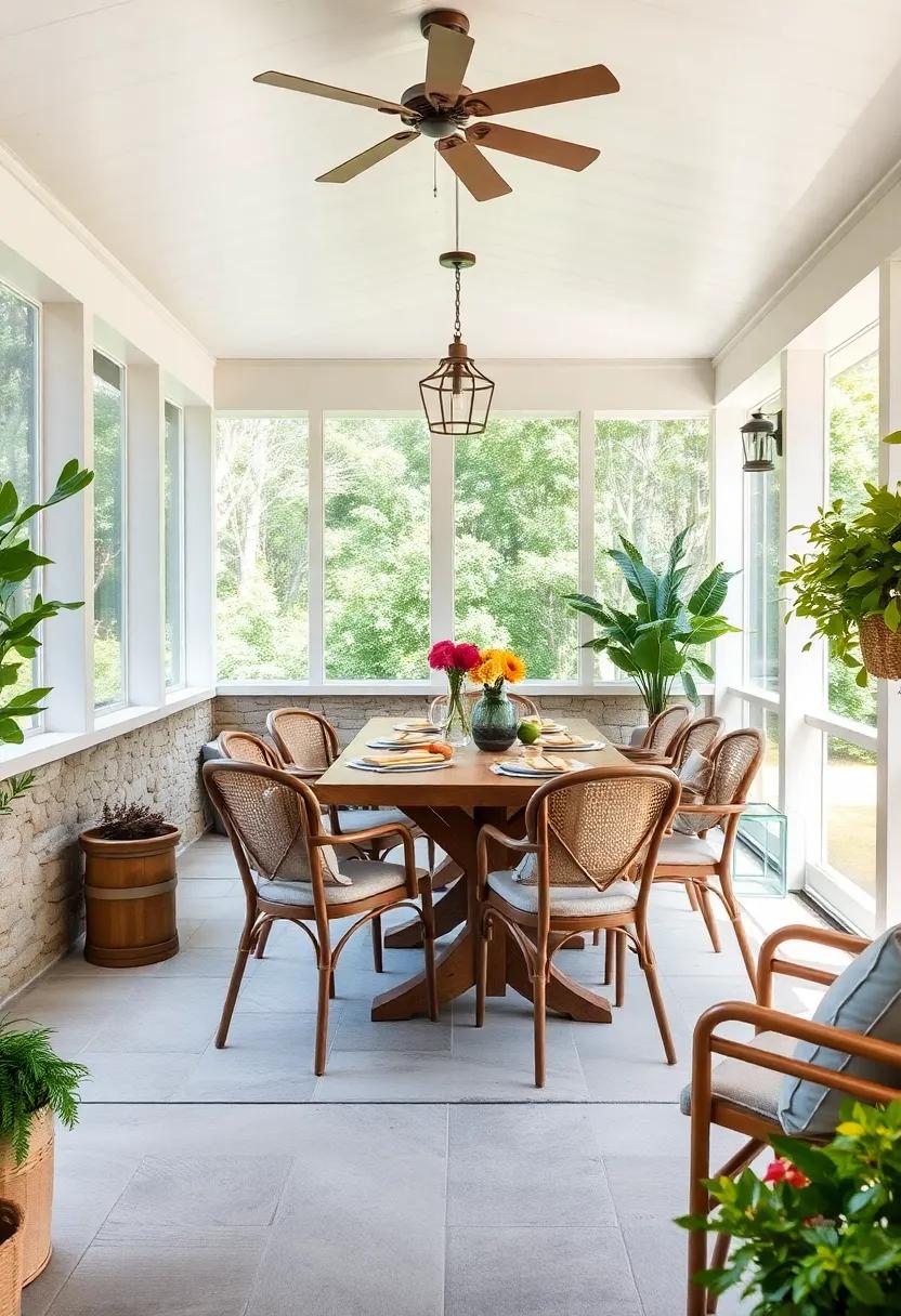 Enclosed Dining Experience: ⁤Set up‌ a ⁢vintage⁢ dining table⁢ adorned with mismatched​ chairs for charming⁤ outdoor⁣ meals surrounded by the gentle sounds of nature