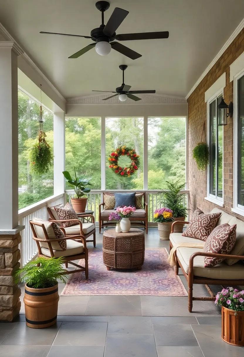 Seasonal Touches: ‍Update your ‍porch​ decor‌ according to the ⁢seasons with fresh flowers, seasonal wreaths, and themed accessories for ongoing charm