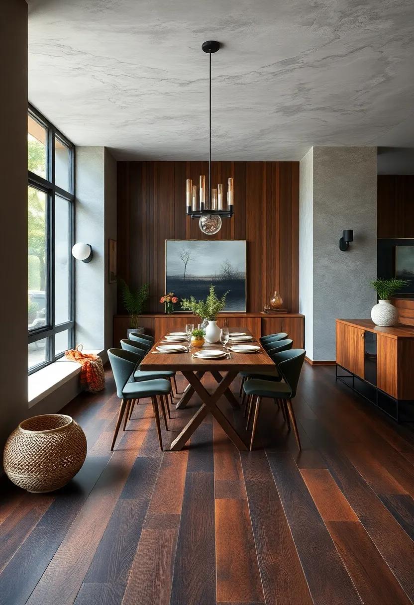 Bold Stained⁣ Designs: Dark stained floors⁢ can make ‌a striking backdrop for bright‌ dining furniture and table settings