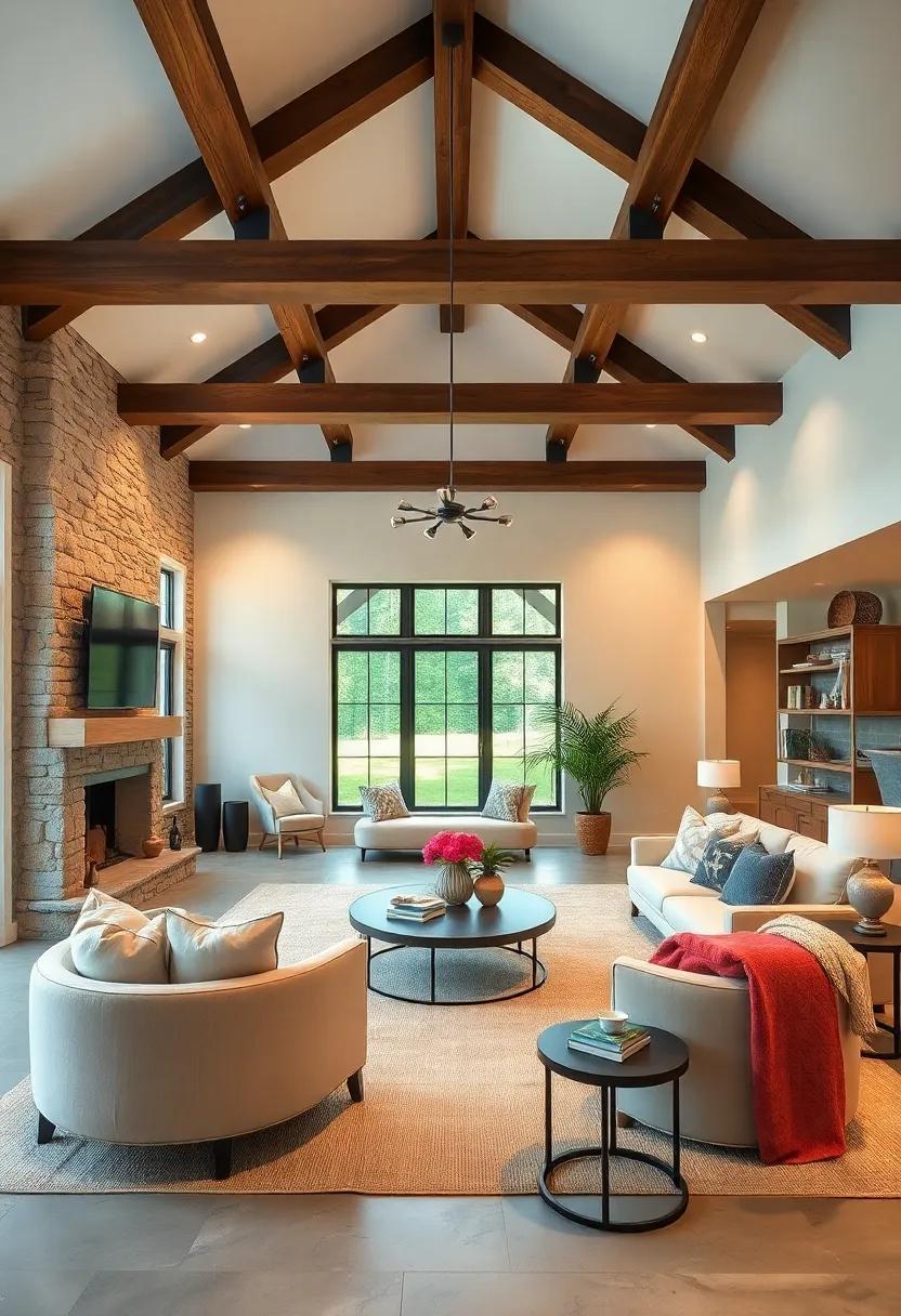 24 Inspiring Farmhouse Living Rooms Featuring Stunning Wood Beams for Cozy Elegance