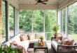 24 Inspiring Large Screened Porch Ideas Featuring Cozy Sectional Sofas