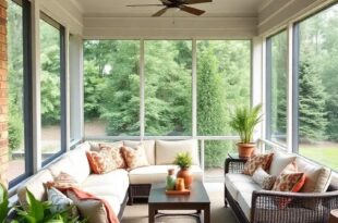 24 Inspiring Large Screened Porch Ideas Featuring Cozy Sectional Sofas