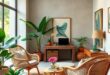 25 Inspiring Tropical Home Offices Featuring Stylish Rattan Chairs for a Relaxed Vibe
