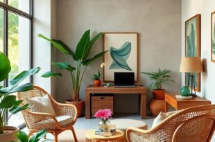 25 Inspiring Tropical Home Offices Featuring Stylish Rattan Chairs for a Relaxed Vibe