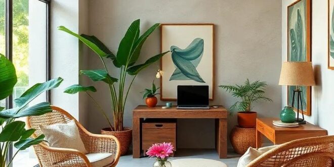 25 Inspiring Tropical Home Offices Featuring Stylish Rattan Chairs for a Relaxed Vibe