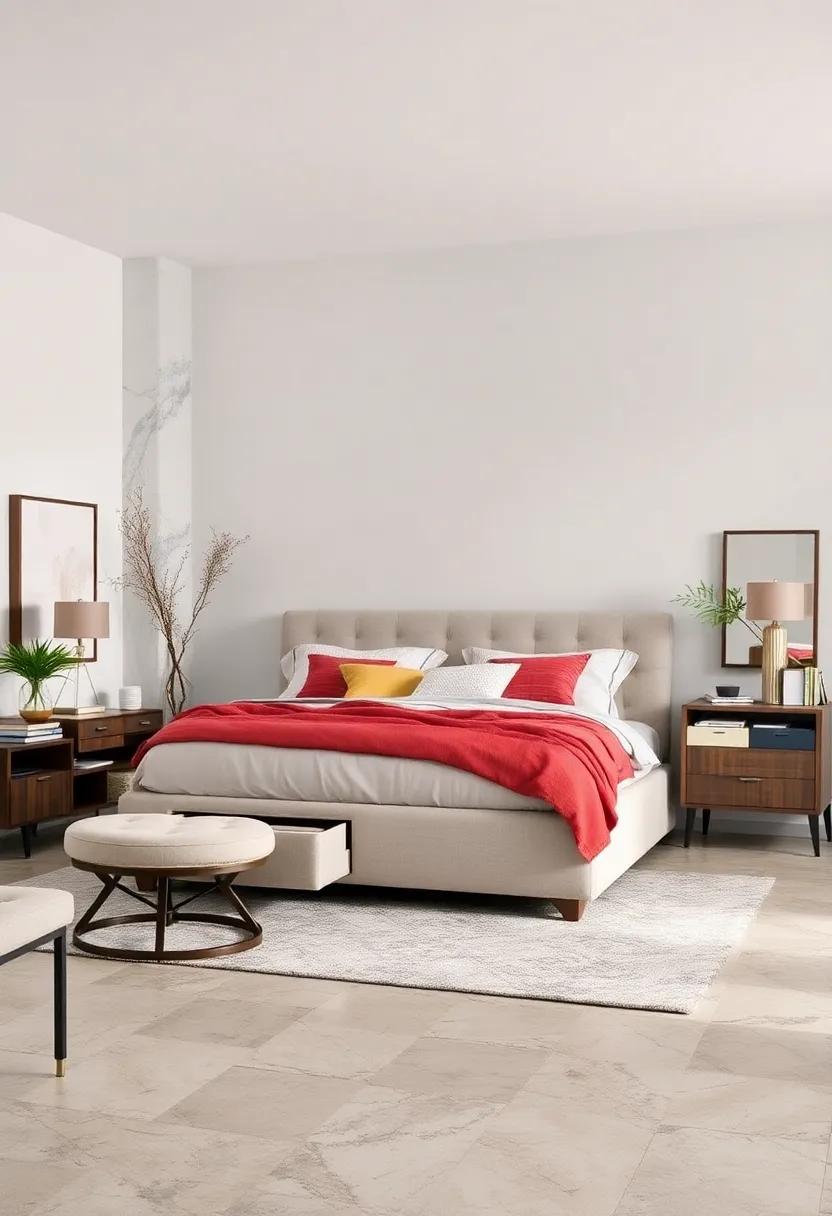 Multifunctional ⁣Marvels: Maximize your space with a furniture set⁢ that ‍incorporates storage solutions, such as an upholstered‍ bed with drawers and‍ a nightstand with hidden compartments,⁣ all stylishly affordable
